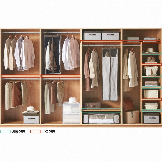 한샘 피카 붙박이장 하이글로시 선반형 (360cm)_이미지