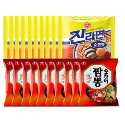 신라면10개 + 오징어짬뽕10개