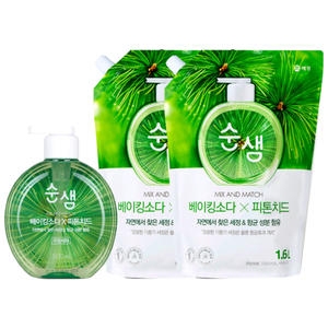 애경 순샘 베이킹소다 피톤치드 975ml + 리필 1.2L (본품1개+리필2개)