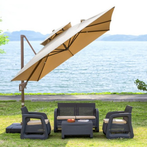 위드퍼니처 밀라노 3M 폴딩 사각 파라솔 (받침대 포함)