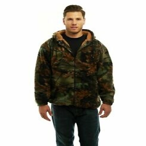  MEN'S SHERPA LINED CAMO FLEECE HUNTING JACKET - FULL ZIP CAMOUFLAGE WA
