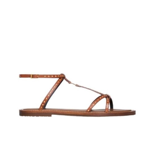 셀린느 스터드 베지탈 카프스킨 스터드 탈리아 플랫 샌들 탄 352383877C-04LU