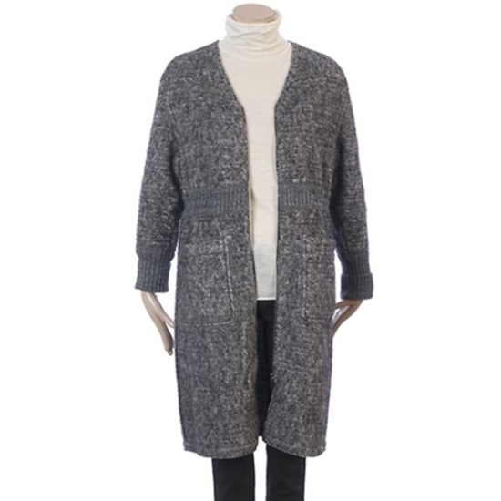 시슬리 배색 니트집업 롱코트 SACT43561