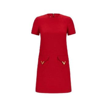 발렌티노 그란데비타 해외 여성 VLOGO SIGNATURE WOOL AND SILK DRESS BVAJD51CFR9