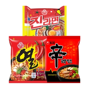 농심 신라면5개 + 진라면매운맛5개 + 열라면5개