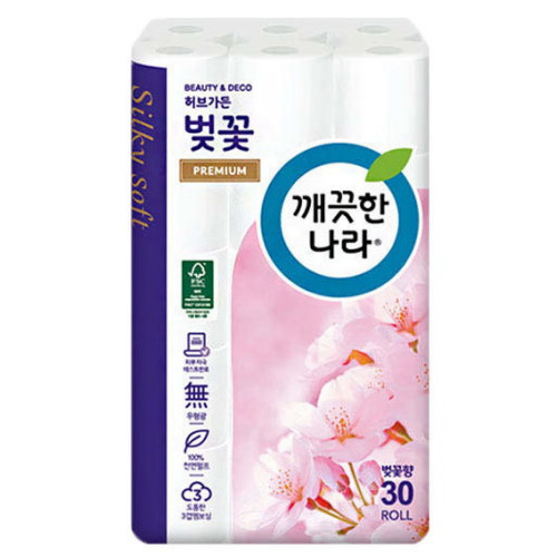 깨끗한나라 벚꽃 로맨틱 27m (30롤) (1팩)_이미지