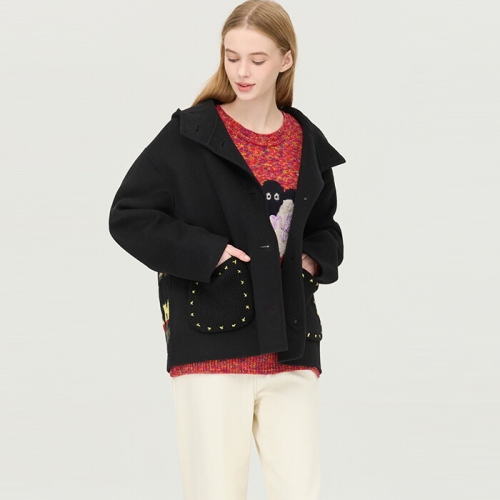 베네통 니트 블록 하프 코트_BACT52561BK_이미지