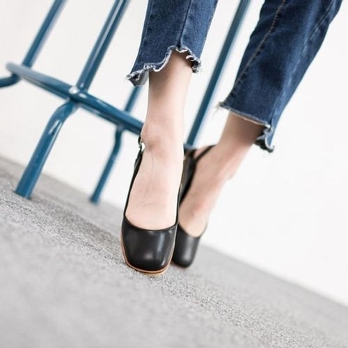 짝꿍닷컴 슬링백 네모코 여자 구두 미들힐 펌프스힐 RJ-r0071_이미지