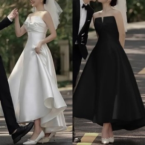 교복몰 브이컷 튜브탑 웨딩촬영 피로연 이브닝 드레. WFGQV6A