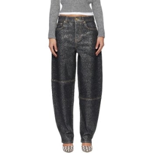 가니 여성 블랙 쉬머리 포일 스타리 데님 진 252144F069002_이미지