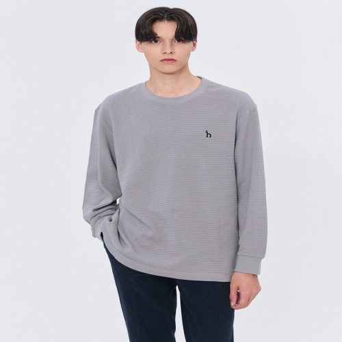 헤지스 남성 그레이 단색 면 긴팔티셔츠_WHTS4D361G2_이미지