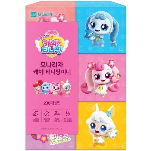 모나리자 캐치티니핑 미니 미용티슈 230매 (6입) (1팩(6입))_이미지