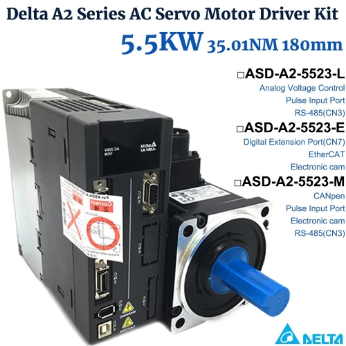 델타 5.5KW A2 시리즈 AC 서보 모터 드라이버 키트 180mm 40A 35.01Nm ECMA-F11855R3ASD-A2-..