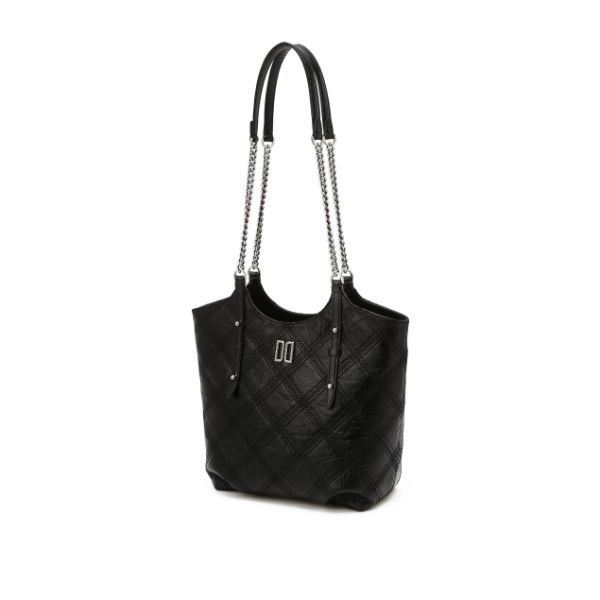 LF 닥스 WOMENS ACCESSORIES 블랙 소가죽 자수 포인트 DD로고 체인 숄더백 M DCBA6E321BKDCBA6E321B..