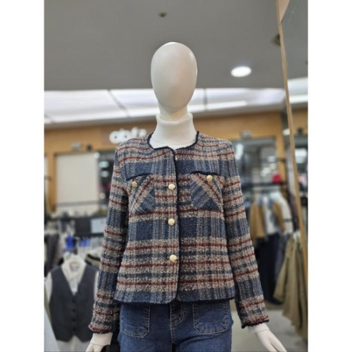 Ab.f.z 세이브존05수술노카라체크모혼방트위드재킷2fz4hj20-2_이미지