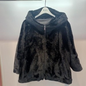 라티움 Destijl HC06 페이커퍼 에코 팔뚝품넉넉한 안감 인조반후드 7부소매 밍크 집업 점퍼형 쟈켓 D2454jk03B1_이미지