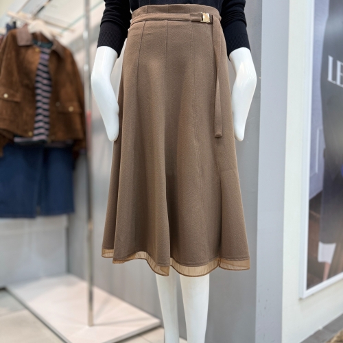 바바패션 더틸버리 헴 시스루배색 플레어 스커트MTRAM0SK51W_DG