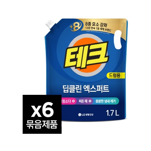 테크 딥클린 엑스퍼트 드럼용 리필 1.7L (6개)_이미지