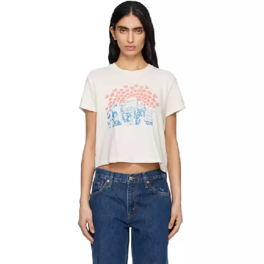 리던 오프 화이트 Hanes 50s 박시 시스터 티셔츠 261800F110000