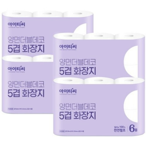 아이티씨 양면더블데코 5겹 화장지 20m (6롤) (4팩)_이미지