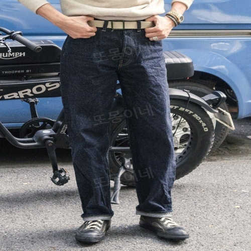 브론슨 BRONSON 46801XX 해군 기본 색상 데님 14oz 스트레이트 청바지