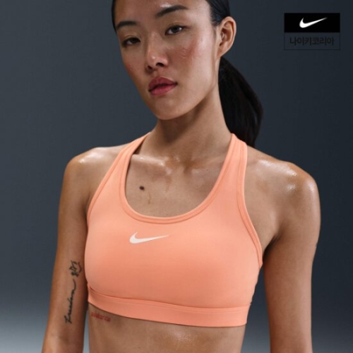 나이키 스우시 미디엄 서포트 패드 스포츠 브래지어_DX6822 (844, 애프리캇 아게이트)_이미지