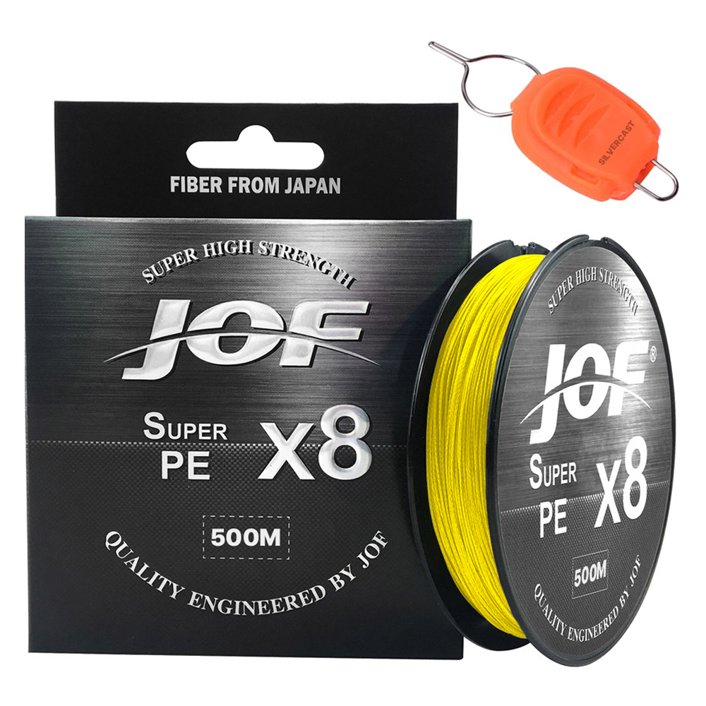 슈퍼PE 8합사 낚시줄 500m + 실버캐스트 라인 스토퍼 세트 옐로우