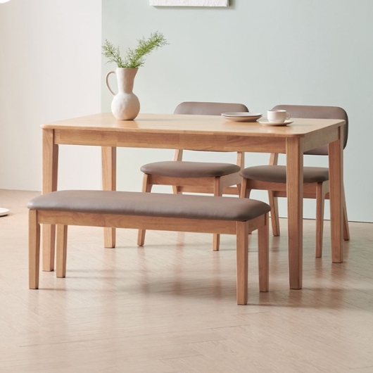 라로퍼니처 노엘 고무나무 원목 낮은 식탁 1250 (의자2개+벤치1개)_이미지