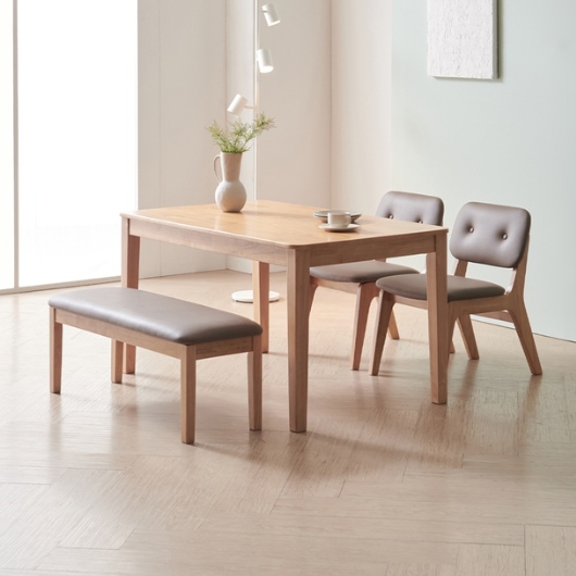 라로퍼니처 노엘 고무나무 원목 낮은 식탁 1250 (의자2개+벤치1개)_이미지