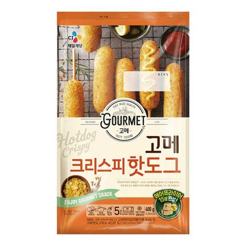 CJ제일제당 고메 핫도그 크리스피 5개입 400g이미지입니다. 누르면 해당 게시물로 새창이동합니다.