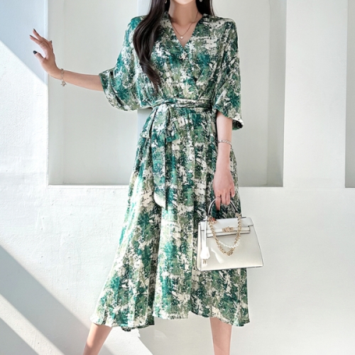 실키 물나염 원피스 ST6613D