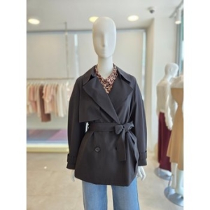 더아이잗 여성 건플랩 벨티드 더블 하프 트렌치코트 IR9M0TC711_이미지