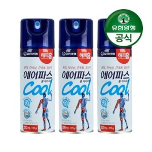 유한양행 해피홈 쿨 에어파스 에어로솔 200ml (3개)