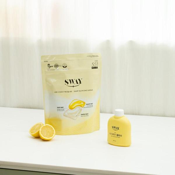 스웨이 식기세척기 액체 캡슐 세제 레몬 55개입 + 식기세척기 클리너 250ml_이미지
