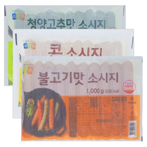 소디프 소시지 1kg 3종 고기 옥수수 콘 청양고추