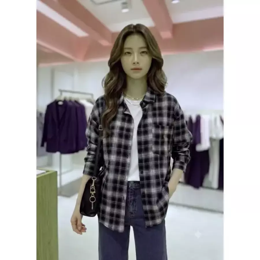 숲 루즈핏 체크 긴팔 셔츠 SC9LS372_이미지