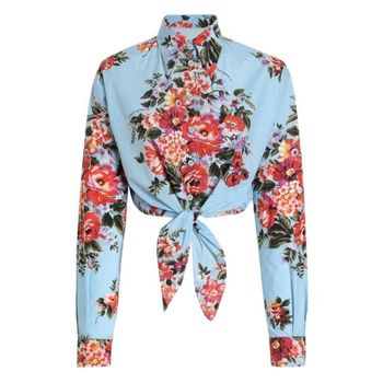 라이트 블루 플라워 블라우스 154137605