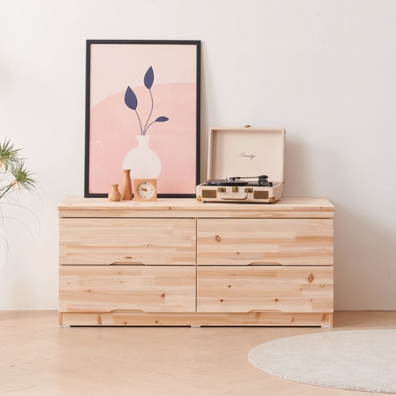 데코레시피 N382 삼나무 원목 와이드 서랍장 1200