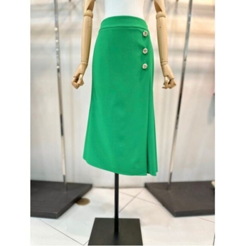 바바패션 더아이잗컬렉션 버튼 장식 언밸런스 랩 스커트 CR3A0SK081 619209 66 GN10 GREEN