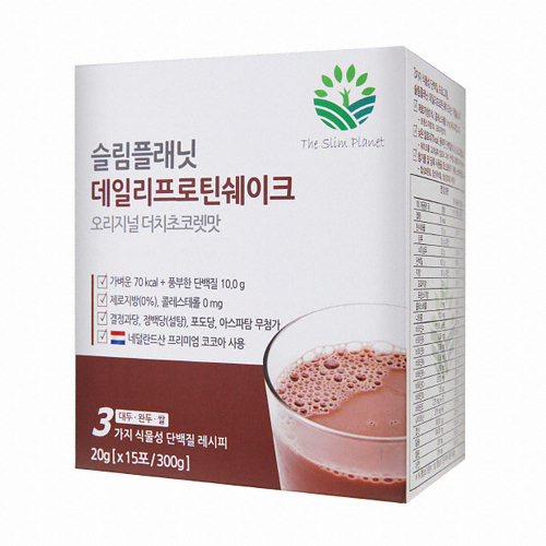 메디타민 슬림플래닛 데일리 프로틴 쉐이크 더치초코렛맛 20g 15포 (2개)