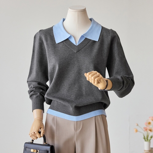 카라배색 포근니트_T2602KN029A