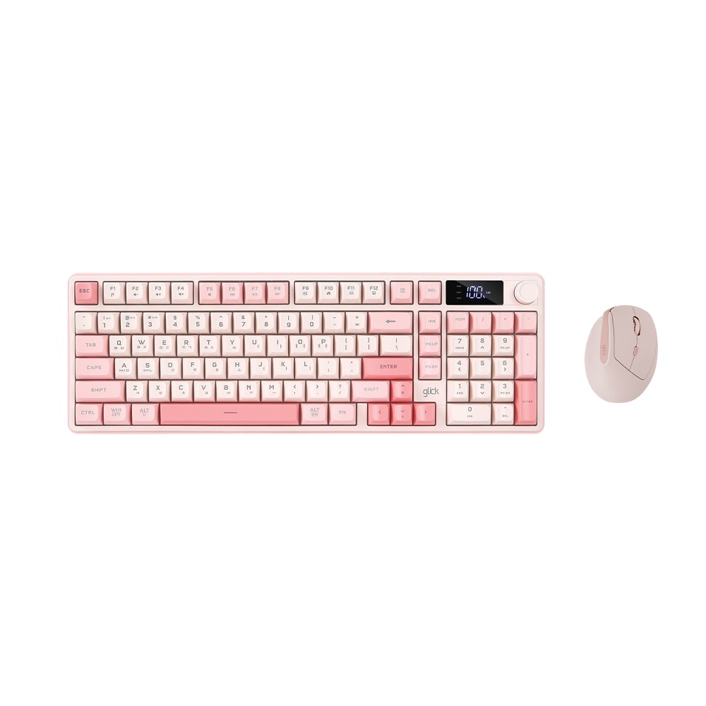 지클릭커 오피스프로 WMK560 LCD 사일런스M 무선 키보드 마우스 세트 98 (Coral)_이미지