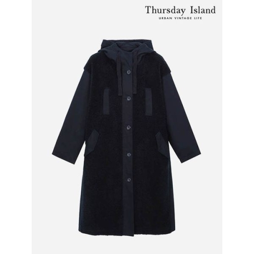 써스데이아일랜드 여성 퍼 믹스 후드 야상 점퍼 T238MJP232W_이미지