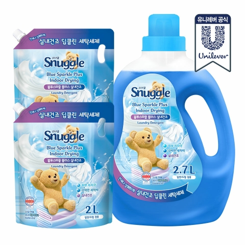 스너글 딥클린 블루스파클 플러스 2.7L + 리필 2L (본품1개+리필2개)_이미지