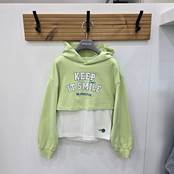 레노마키즈 패플 봄신상 주니어라인 후드크롭레이어드티셔츠 R2418T171SH 깔끔한 데일리 프렌치룩 150 라이트그린_이미지