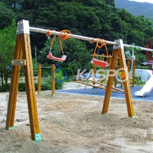 중앙 그네 목재 2인승 JA12-10 학교 놀이터_이미지
