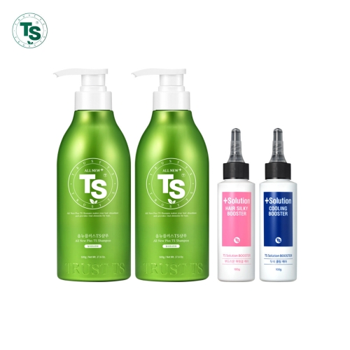 올 뉴 플러스 TS 샴푸 500g 2개+실키부스터 100g+쿨링부스터 100g 4종세트