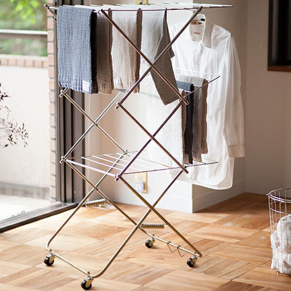 미드센추리 타워형 접이식 빨래건조대 3단