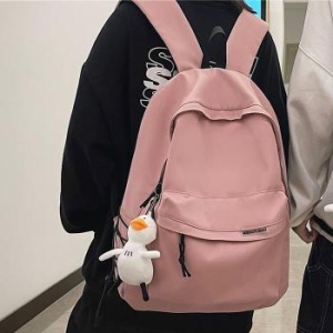 Rly 데일리 대학생 책 가방 무지 백팩 키링 세트 핑크 33399433