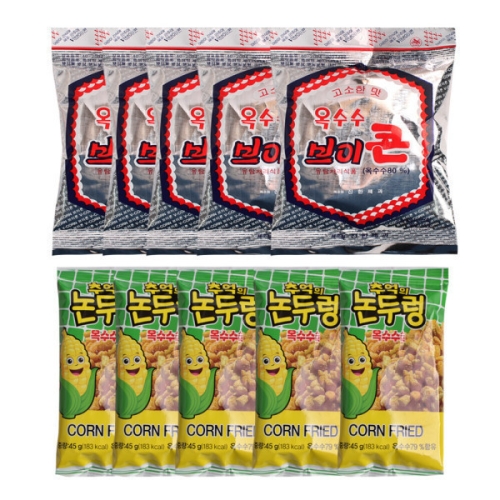 진한제과 옥수수 브이콘 50g 10개 + 싱싱 추억의 논두렁 옥수수 스낵 45g 10개_이미지